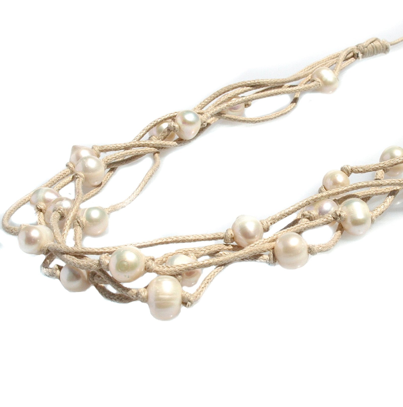 Boho Pearl Necklace in Camel freshwater pearls multi strand Broome jewellery