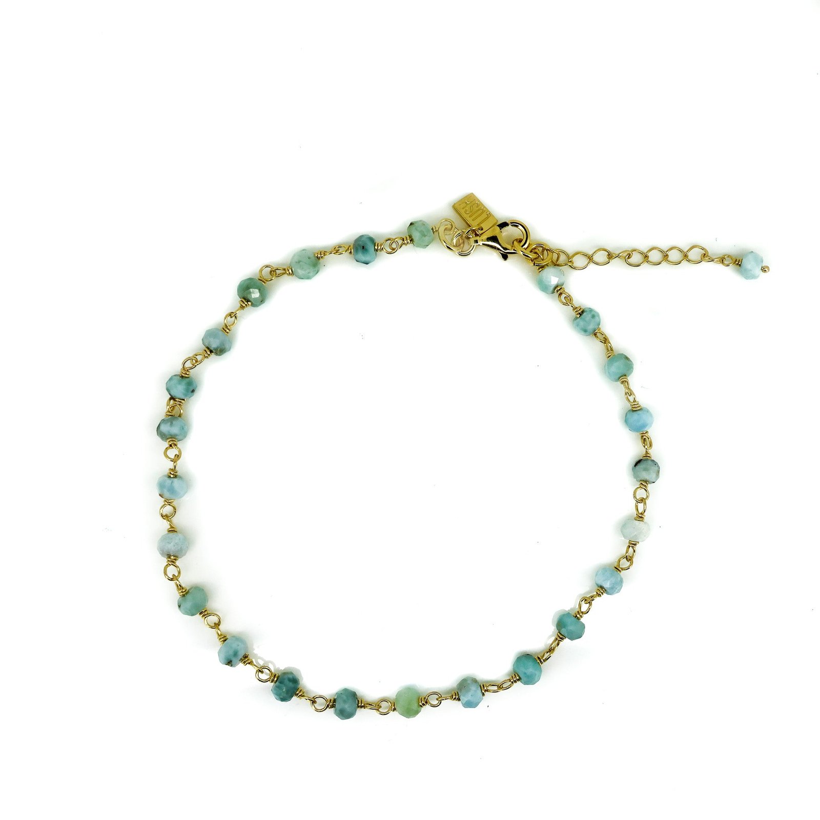 Australian beach jewellery larimar anklet in gold