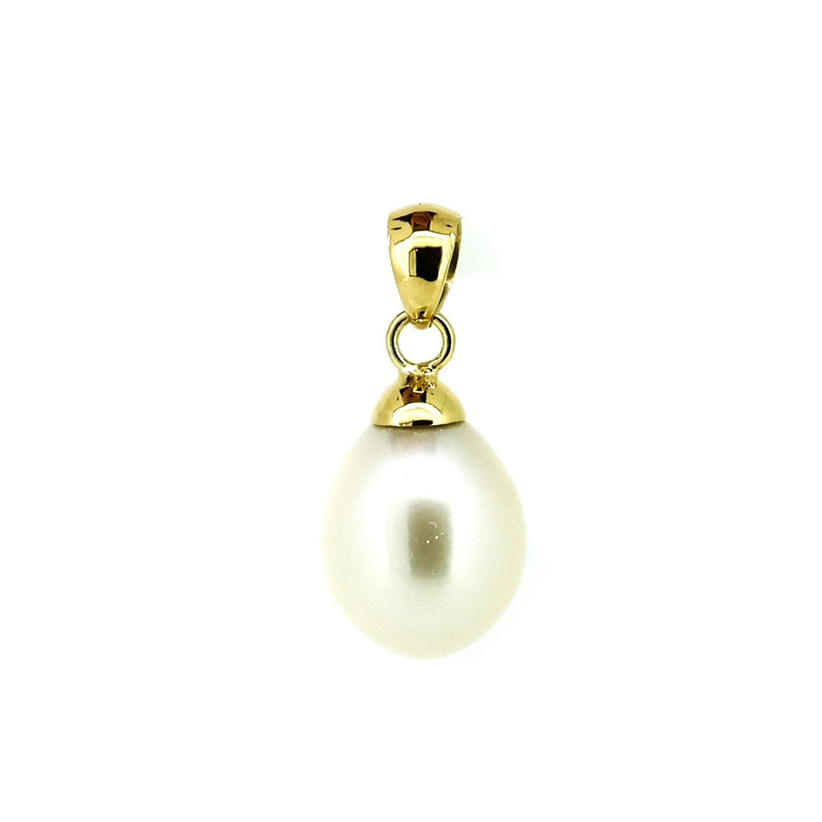 Classic White Pearl Pendant in 9ct yellow gold featuring a genuine white freshwater pearl