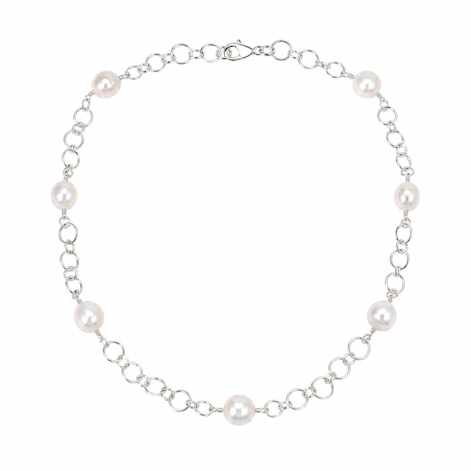 Sunset Beach Australian South Sea Pearl Necklace featuring seven genuine Australian South Sea pearls on a sterling silver chain