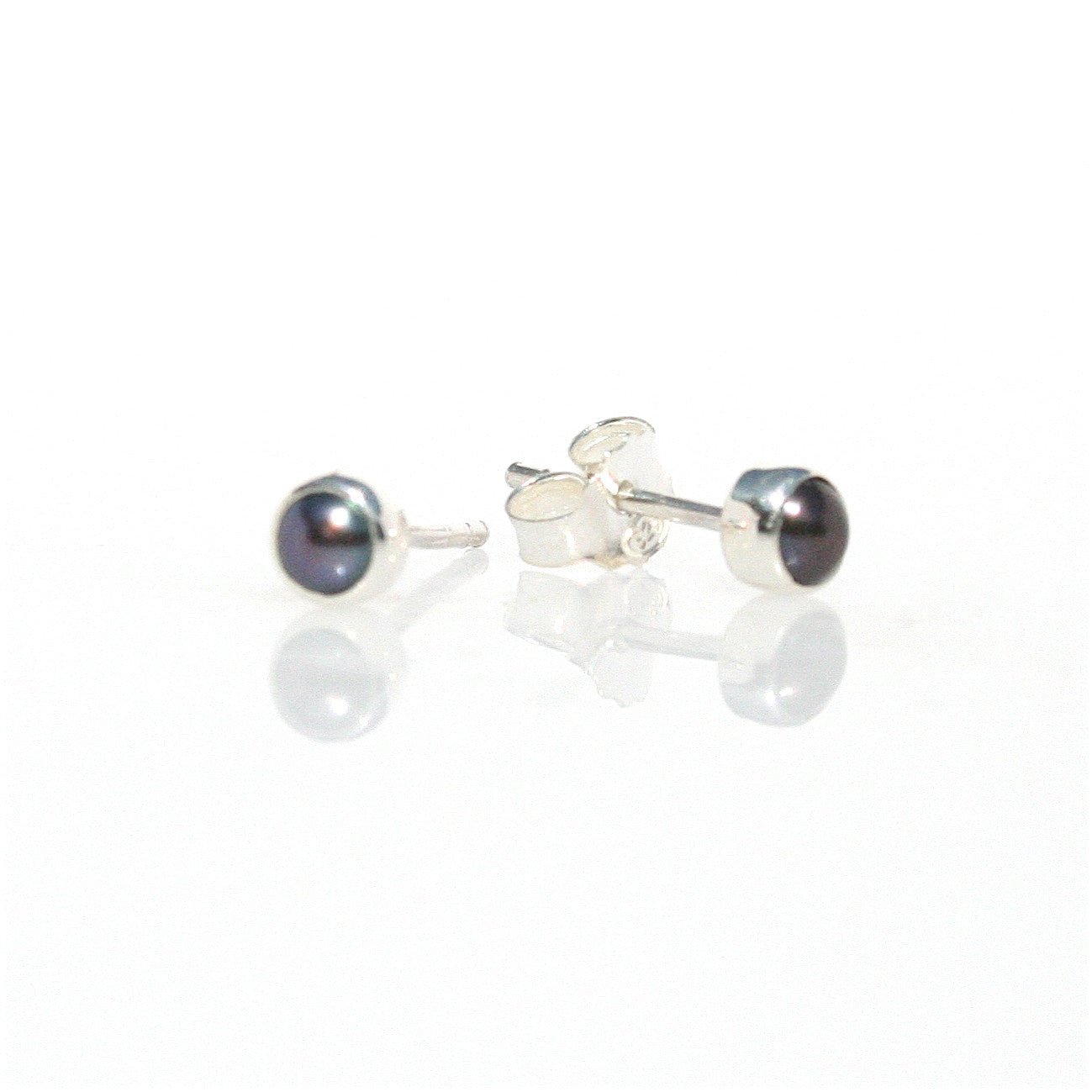 black pearl bezel set studs
